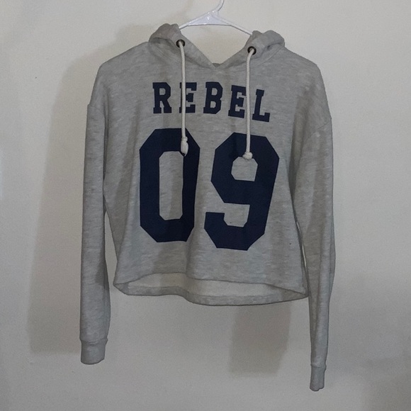 Grey Crop Hoodie - Picture 1 of 2